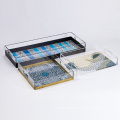 Rectangle  Square Clear Acrylic Serving Tray With Handles